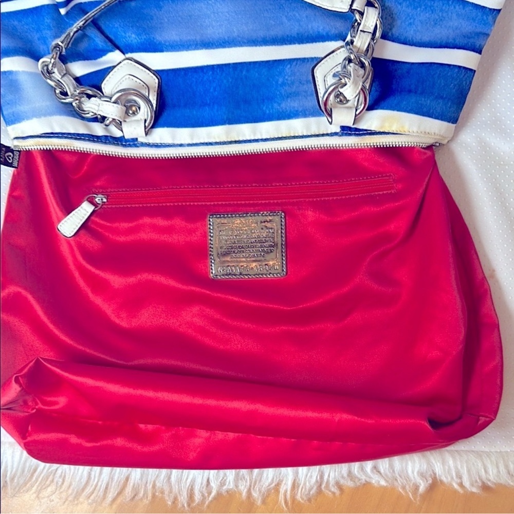 EUC COACH POPPY RARE Nautical Stripe shoulder bag - Picture 10 of 14